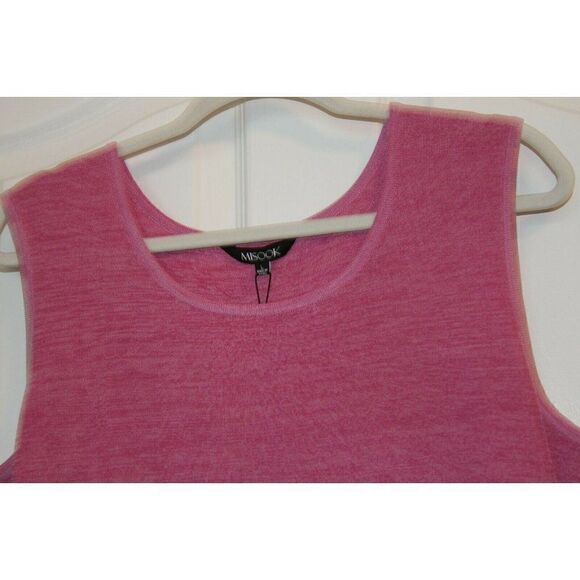 Misook Knit Top Sleeveless Pink Wrinkle Free Tunic Side Slits Womens Large NEW - Picture 2 of 8